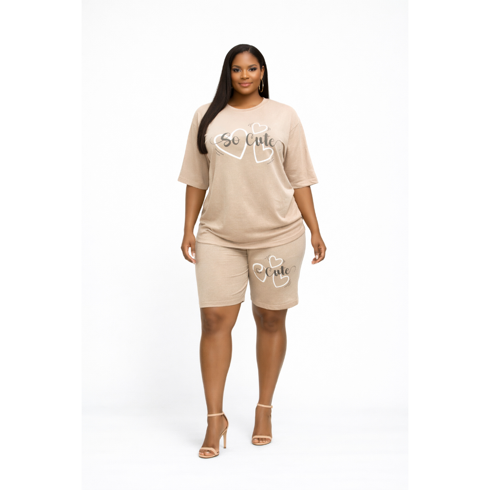 Cute Print Shorts Set